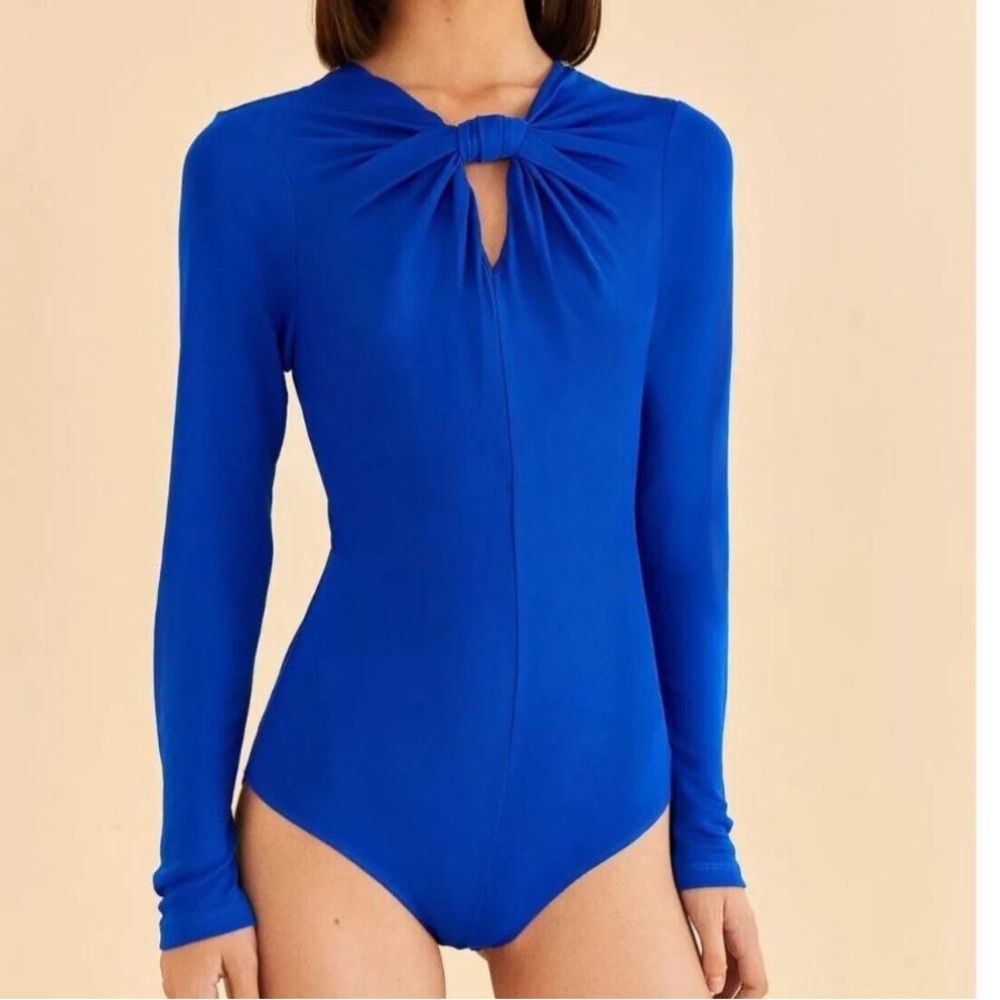FARM Rio  BRIGHT BLUE LONG SLEEVE BODYSUIT SIZE XS